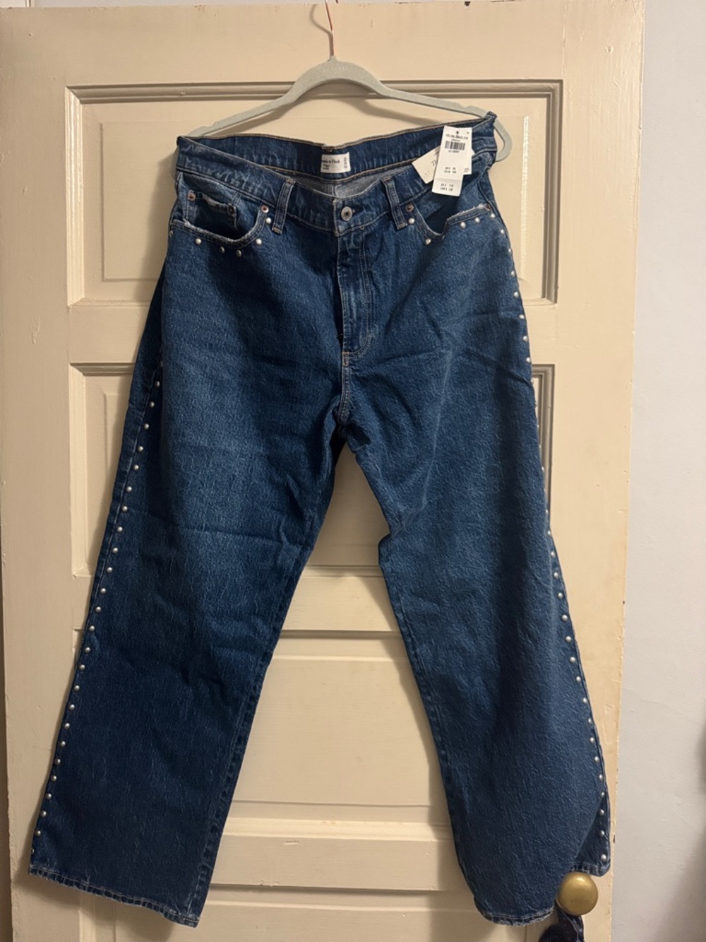 Abercrombie & Fitch Dark Blue Denim Jeans with Side Studs